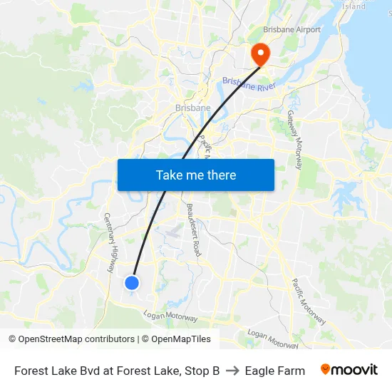 Forest Lake Bvd at Forest Lake, Stop B to Eagle Farm map