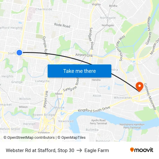 Webster Rd at Stafford, Stop 30 to Eagle Farm map