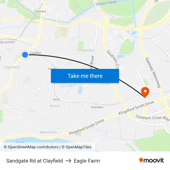 Sandgate Rd at Clayfield to Eagle Farm map