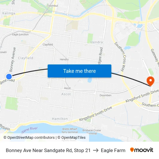 Bonney Ave Near Sandgate Rd, Stop 21 to Eagle Farm map