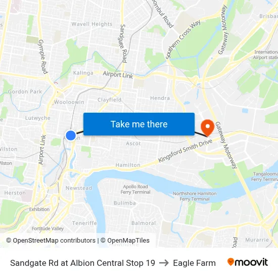 Sandgate Rd at Albion Central Stop 19 to Eagle Farm map
