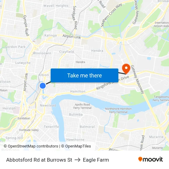 Abbotsford Rd at Burrows St to Eagle Farm map