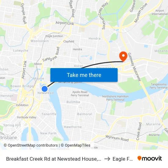 Breakfast Creek Rd at Newstead House, Stop 12 to Eagle Farm map