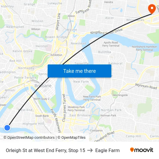Orleigh St at West End Ferry, Stop 15 to Eagle Farm map
