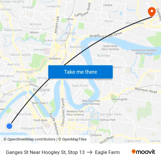 Ganges St Near Hoogley St, Stop 13 to Eagle Farm map