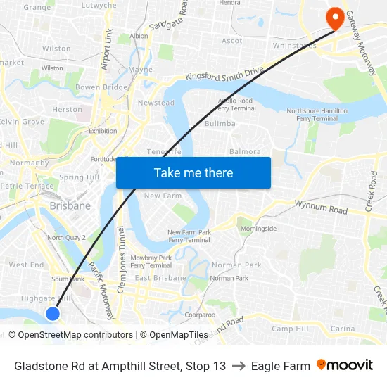 Gladstone Rd at Ampthill Street, Stop 13 to Eagle Farm map