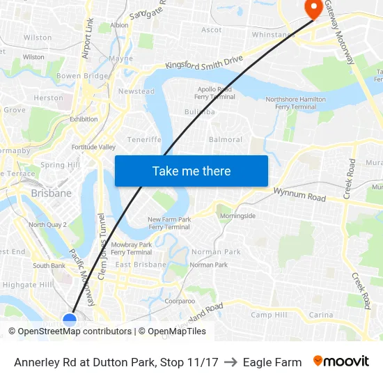 Annerley Rd at Dutton Park, Stop 11/17 to Eagle Farm map