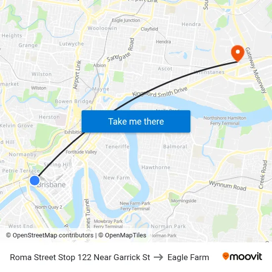 Roma Street Stop 122 Near Garrick St to Eagle Farm map