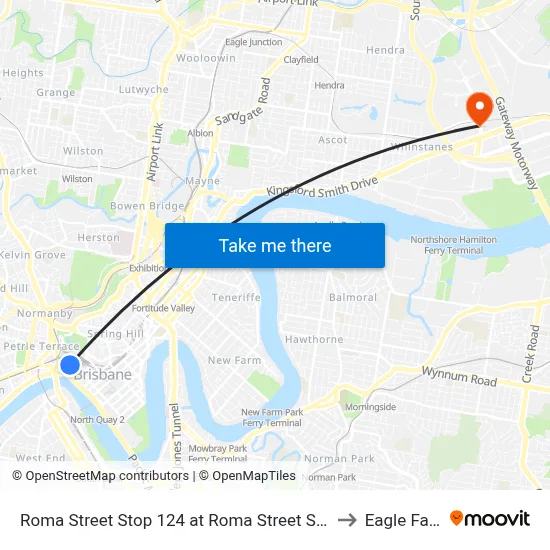Roma Street Stop 124 at Roma Street Station to Eagle Farm map