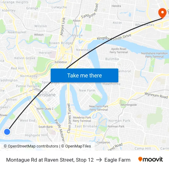 Montague Rd at Raven Street, Stop 12 to Eagle Farm map