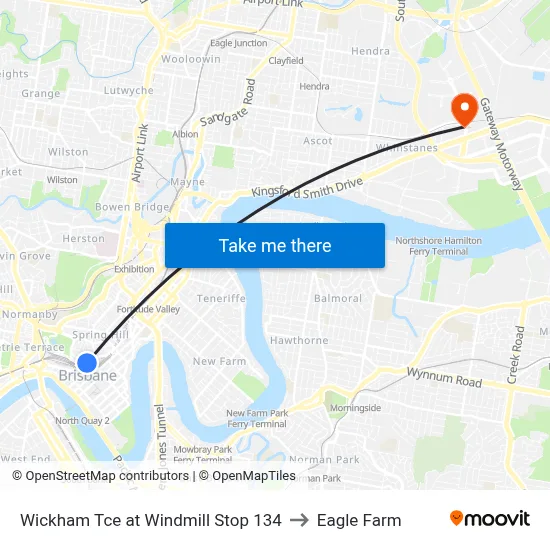 Wickham Tce at Windmill Stop 134 to Eagle Farm map
