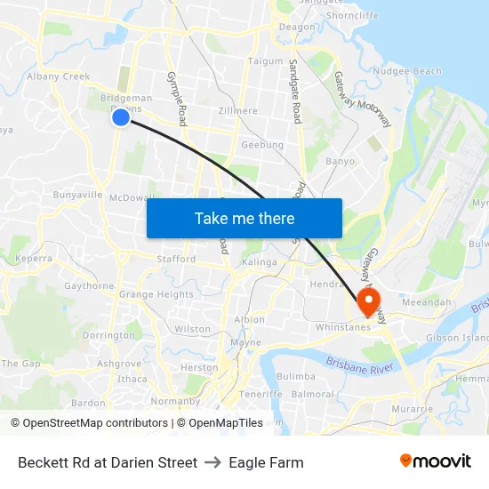 Beckett Rd at Darien Street to Eagle Farm map