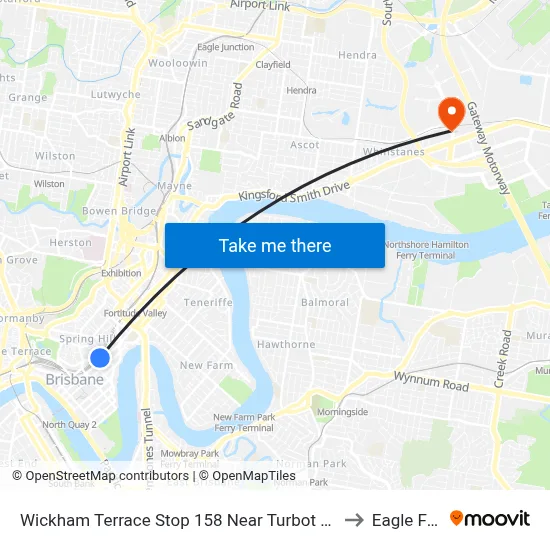 Wickham Terrace Stop 158 Near Turbot St, Stand A to Eagle Farm map