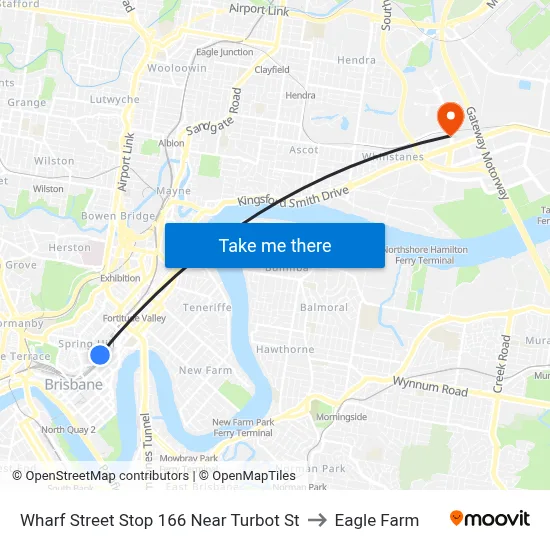 Wharf Street Stop 166 Near Turbot St to Eagle Farm map