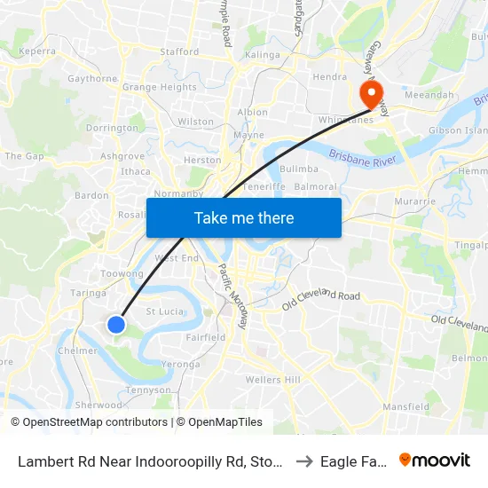 Lambert Rd Near Indooroopilly Rd, Stop 24 to Eagle Farm map