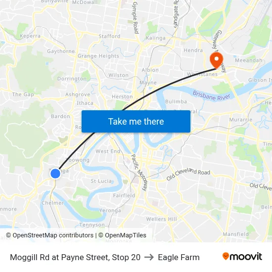 Moggill Rd at Payne Street, Stop 20 to Eagle Farm map