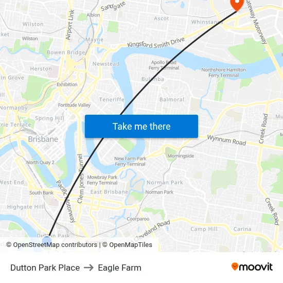 Dutton Park Place to Eagle Farm map