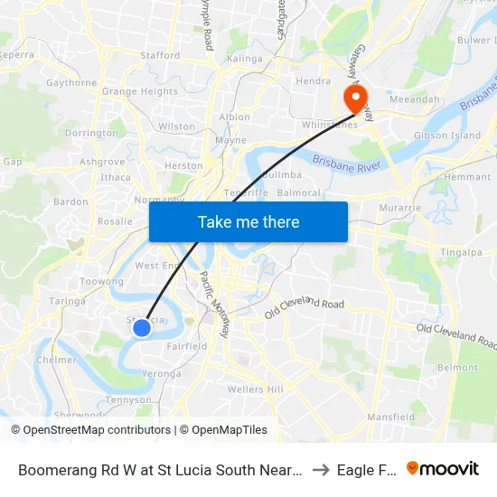 Boomerang Rd W at St Lucia South Near Hawken Dr to Eagle Farm map
