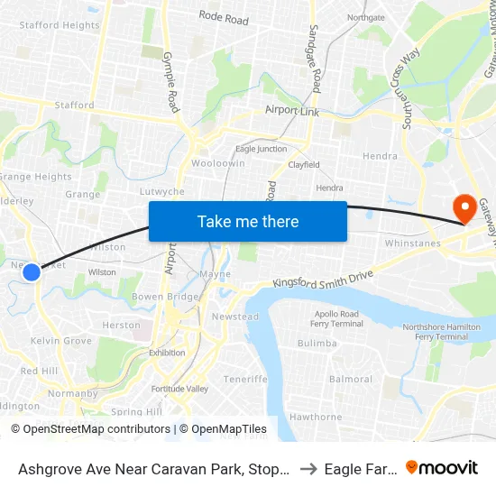 Ashgrove Ave Near Caravan Park, Stop 20 to Eagle Farm map