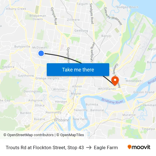 Trouts Rd at Flockton Street, Stop 43 to Eagle Farm map