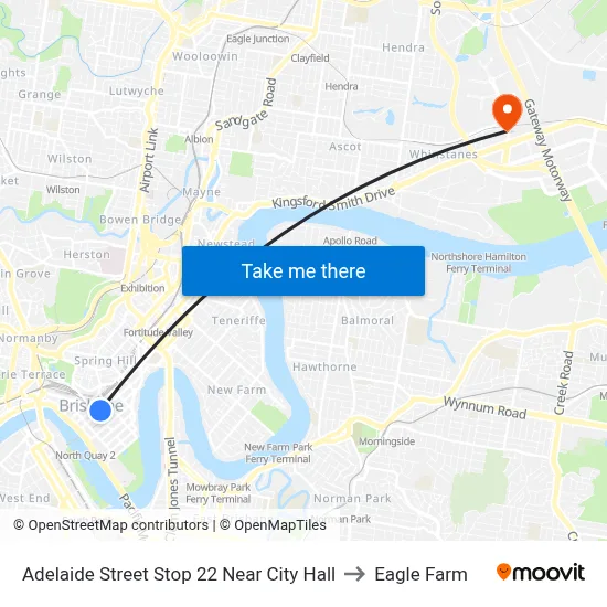 Adelaide Street Stop 22 Near City Hall to Eagle Farm map