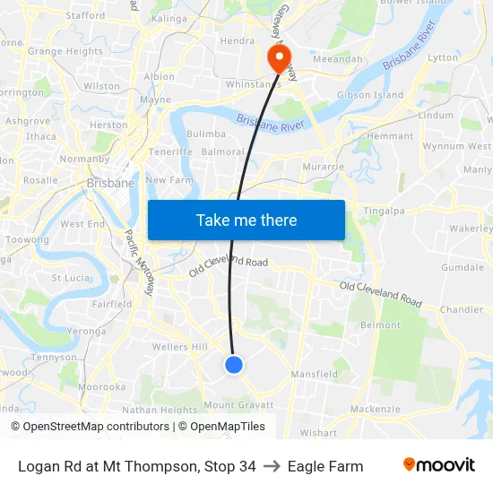 Logan Rd at Mt Thompson, Stop 34 to Eagle Farm map