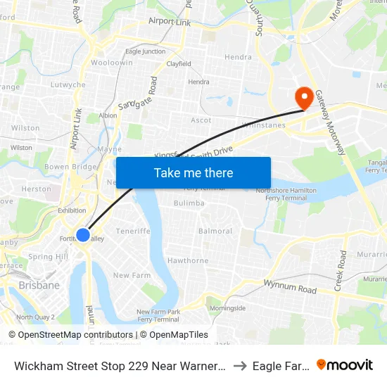 Wickham Street Stop 229 Near Warner St to Eagle Farm map