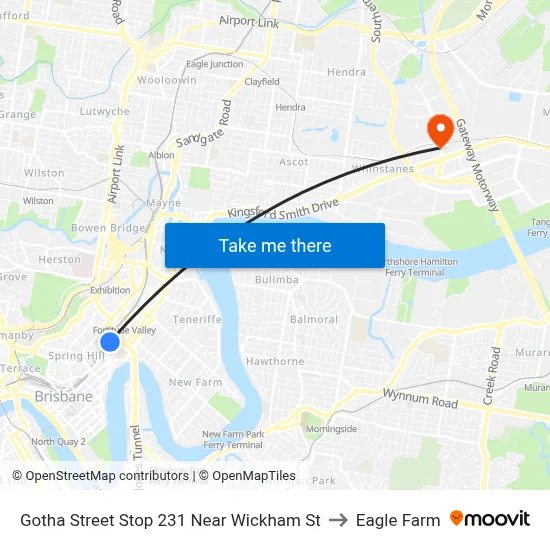 Gotha Street Stop 231 Near Wickham St to Eagle Farm map
