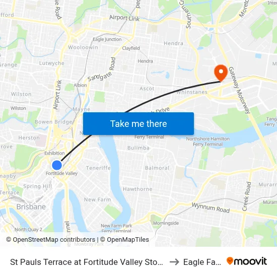 St Pauls Terrace at Fortitude Valley Stop 232 to Eagle Farm map