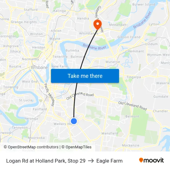 Logan Rd at Holland Park, Stop 29 to Eagle Farm map
