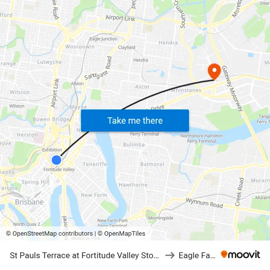 St Pauls Terrace at Fortitude Valley Stop 240 to Eagle Farm map