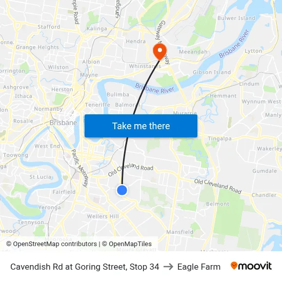Cavendish Rd at Goring Street, Stop 34 to Eagle Farm map