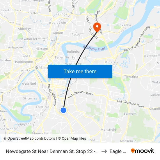 Newdegate St Near Denman St, Stop 22 - Temp Closure to Eagle Farm map