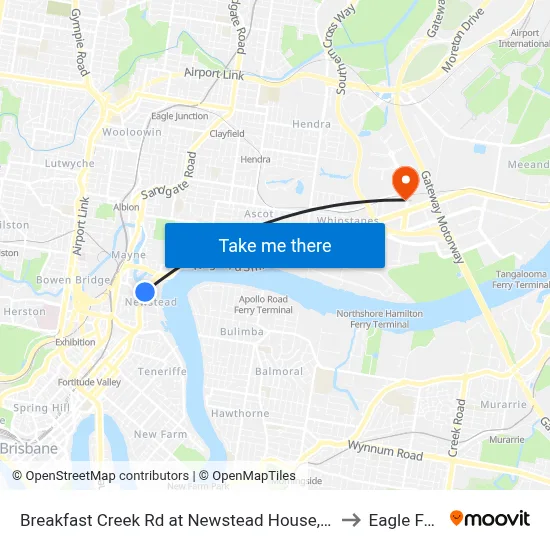Breakfast Creek Rd at Newstead House, Stop 12 to Eagle Farm map