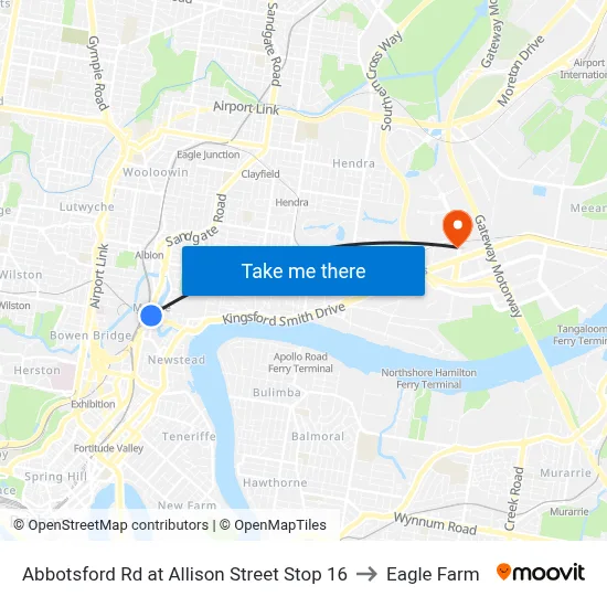 Abbotsford Rd at Allison Street Stop 16 to Eagle Farm map
