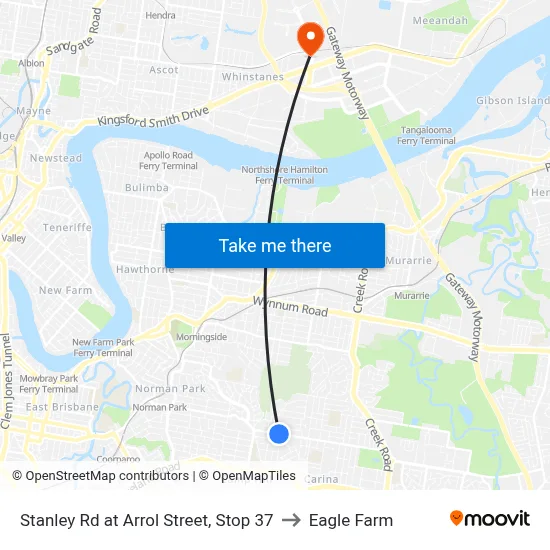 Stanley Rd at Arrol Street, Stop 37 to Eagle Farm map