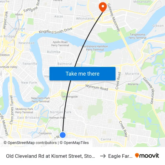 Old Cleveland Rd at Kismet Street, Stop 26 to Eagle Farm map