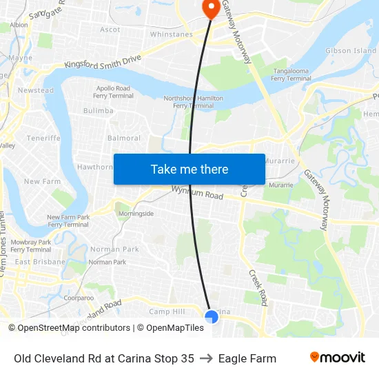 Old Cleveland Rd at Carina Stop 35 to Eagle Farm map