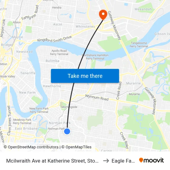 Mcilwraith Ave at Katherine Street, Stop 28 to Eagle Farm map