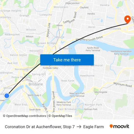 Coronation Dr at Auchenflower, Stop 7 to Eagle Farm map