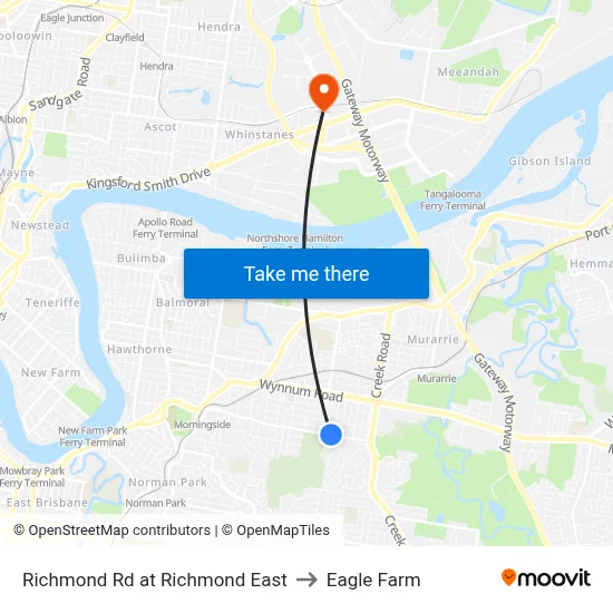Richmond Rd at Richmond East to Eagle Farm map