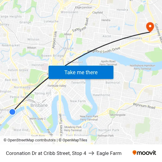Coronation Dr at Cribb Street, Stop 4 to Eagle Farm map