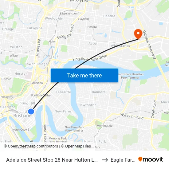 Adelaide Street Stop 28 Near Hutton Lane to Eagle Farm map