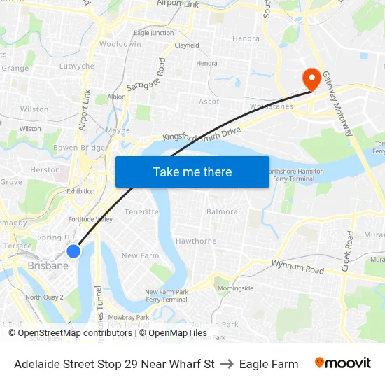 Adelaide Street Stop 29 Near Wharf St to Eagle Farm map