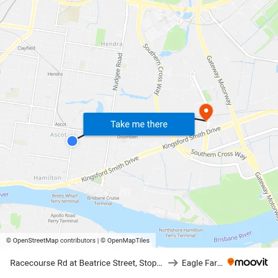 Racecourse Rd at Beatrice Street, Stop 22 to Eagle Farm map