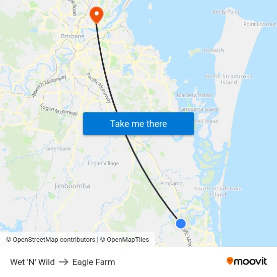 Wet 'N' Wild to Eagle Farm map