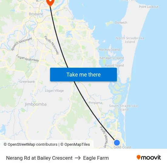 Nerang Rd at Bailey Crescent to Eagle Farm map