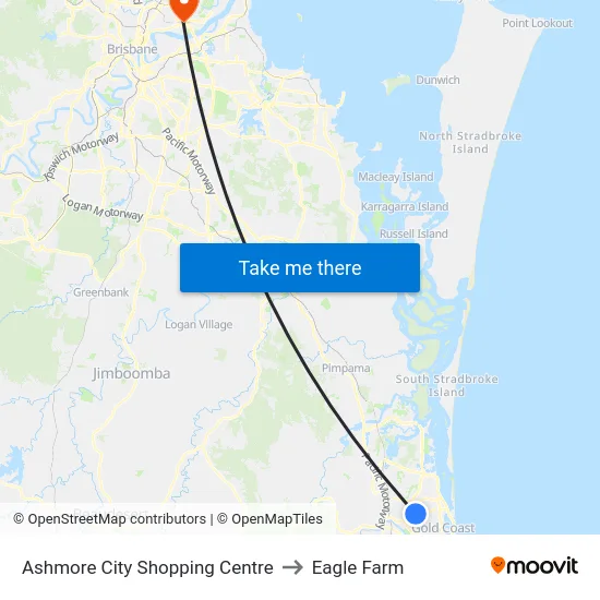 Ashmore City Shopping Centre to Eagle Farm map