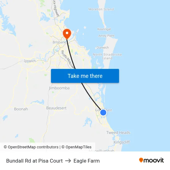 Bundall Rd at Pisa Court to Eagle Farm map