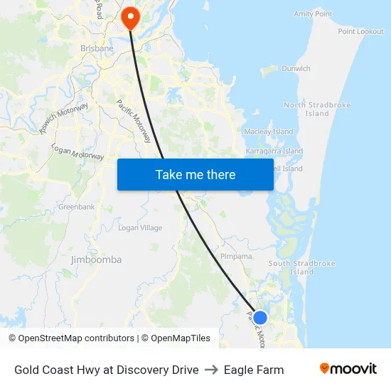 Gold Coast Hwy at Discovery Drive to Eagle Farm map